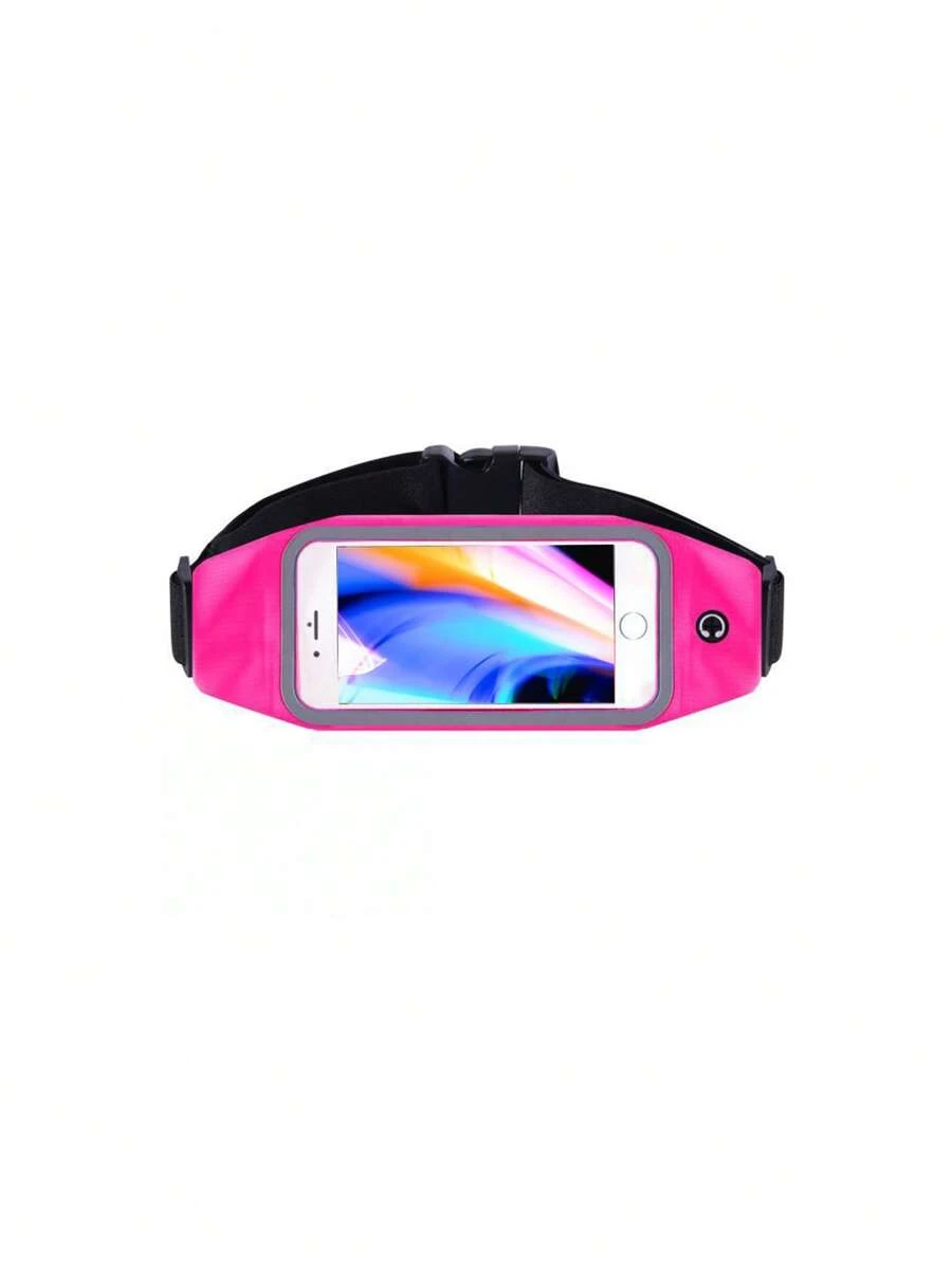 1pc Color Block Swimsuit Fabric Running Bag With Earphone Port - Hot Pink - View 1