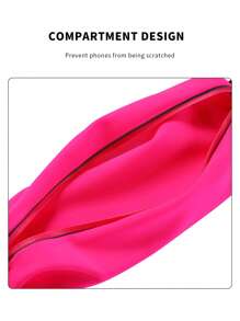 1pc Color Block Swimsuit Fabric Running Bag With Earphone Port - Hot Pink - View 4