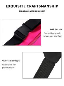 1pc Color Block Swimsuit Fabric Running Bag With Earphone Port - Hot Pink - View 5