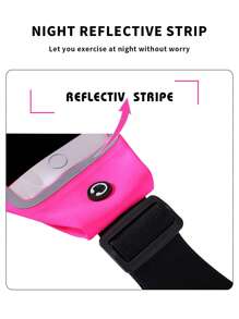 1pc Color Block Swimsuit Fabric Running Bag With Earphone Port - Hot Pink - View 8