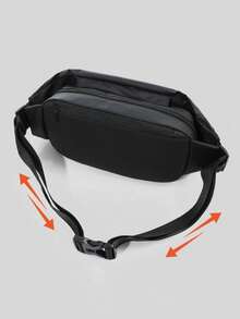 1pc Black PU Jogging Chest Bag - Black - View 2