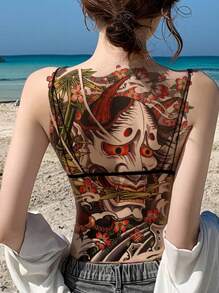 1 hoja Pegatina tatuaje demonio patrón - Multicolor - Ver 1