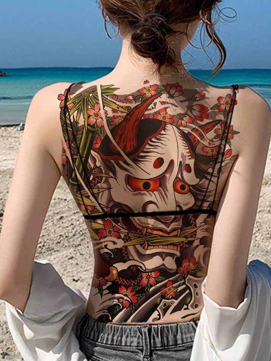 1 hoja Pegatina tatuaje demonio patrón - Multicolor - Ver 1