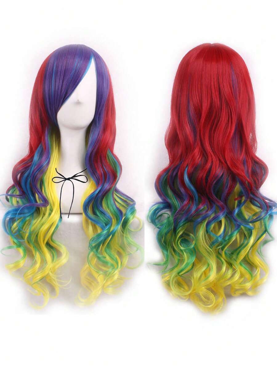 Cosplay Bộ tóc giả tổng hợp dài sóng cơ thể có tóc mái - Màu dương cầm - Xem 1