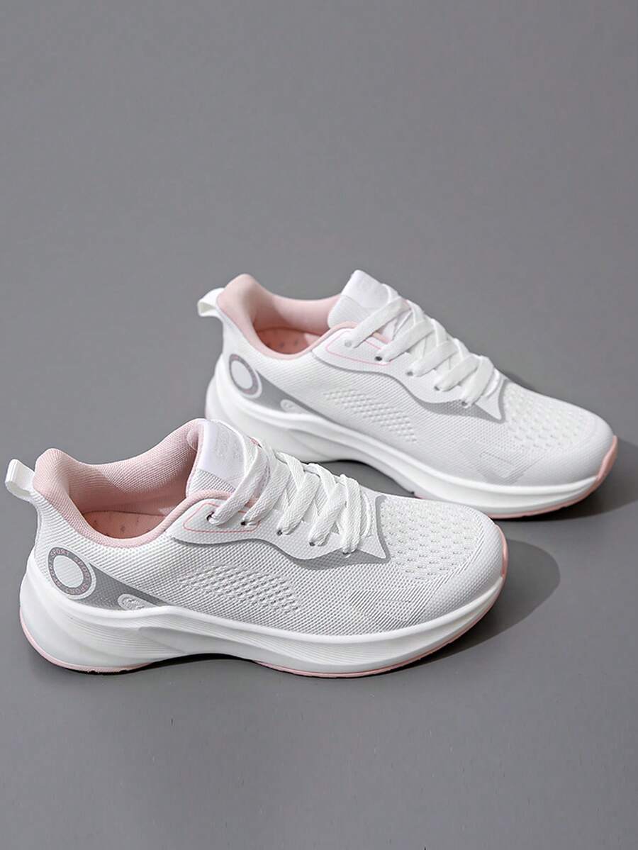 女士透氣前綁帶跑步運動戶外運動鞋 - 白色 - 查看 1