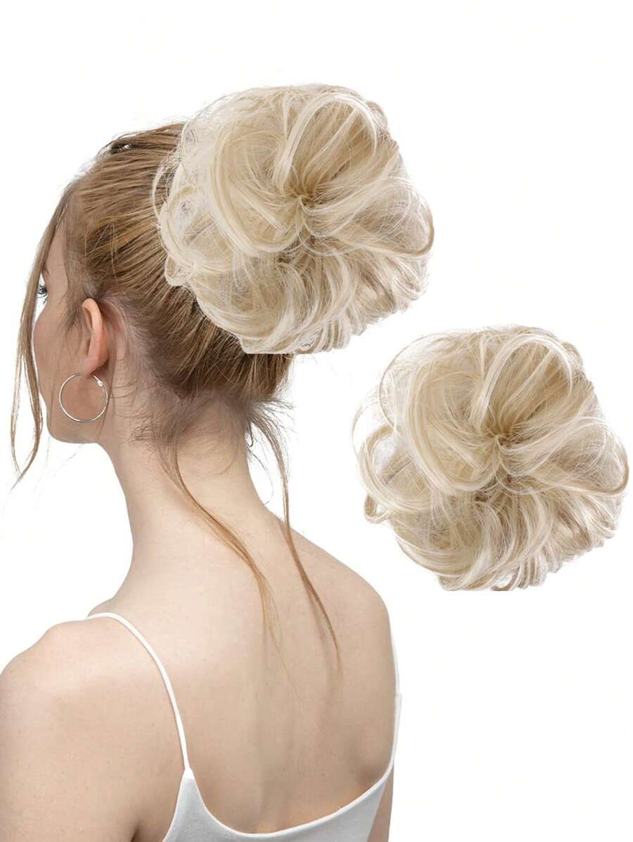 Tóc Xoăn Ngắn Tổng Hợp Búi - Vàng - Xem 1
