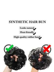 Short Curly Synthetic Hair Buns - Burgundy - View 4