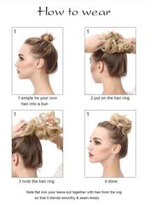 Short Curly Synthetic Hair Buns - Burgundy - View 5