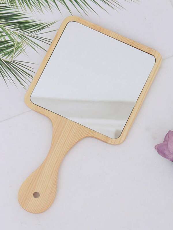 Wooden Handle Handheld Mirror SHEIN UK