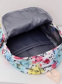 Medium Fashion Backpack Letter Print For School - Multicolor - View 3