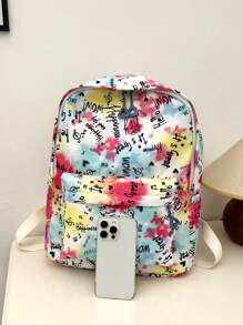 Medium Fashion Backpack Letter Print For School - Multicolor - View 5