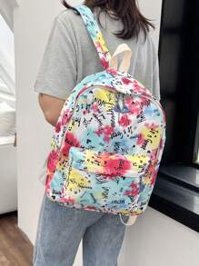 Medium Fashion Backpack Letter Print For School - Multicolor - View 8