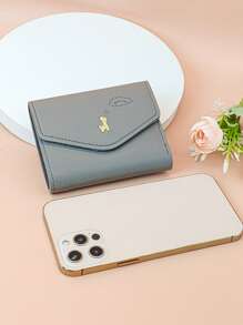 MINGYOU 字母細節短皮夾卡通圖案折疊 - 灰色 - 查看 3