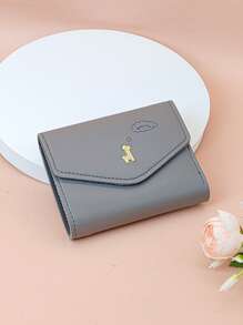 MINGYOU 字母細節短皮夾卡通圖案折疊 - 灰色 - 查看 5