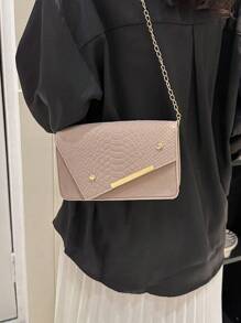 Fashionable Snake Skin Pattern Crossbody Bag, Suitable For Women's Daily Commute In Spring And Summer - Khaki - View 2