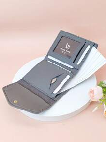 MINGYOU 字母細節短皮夾卡通圖案折疊 - 灰色 - 查看 6