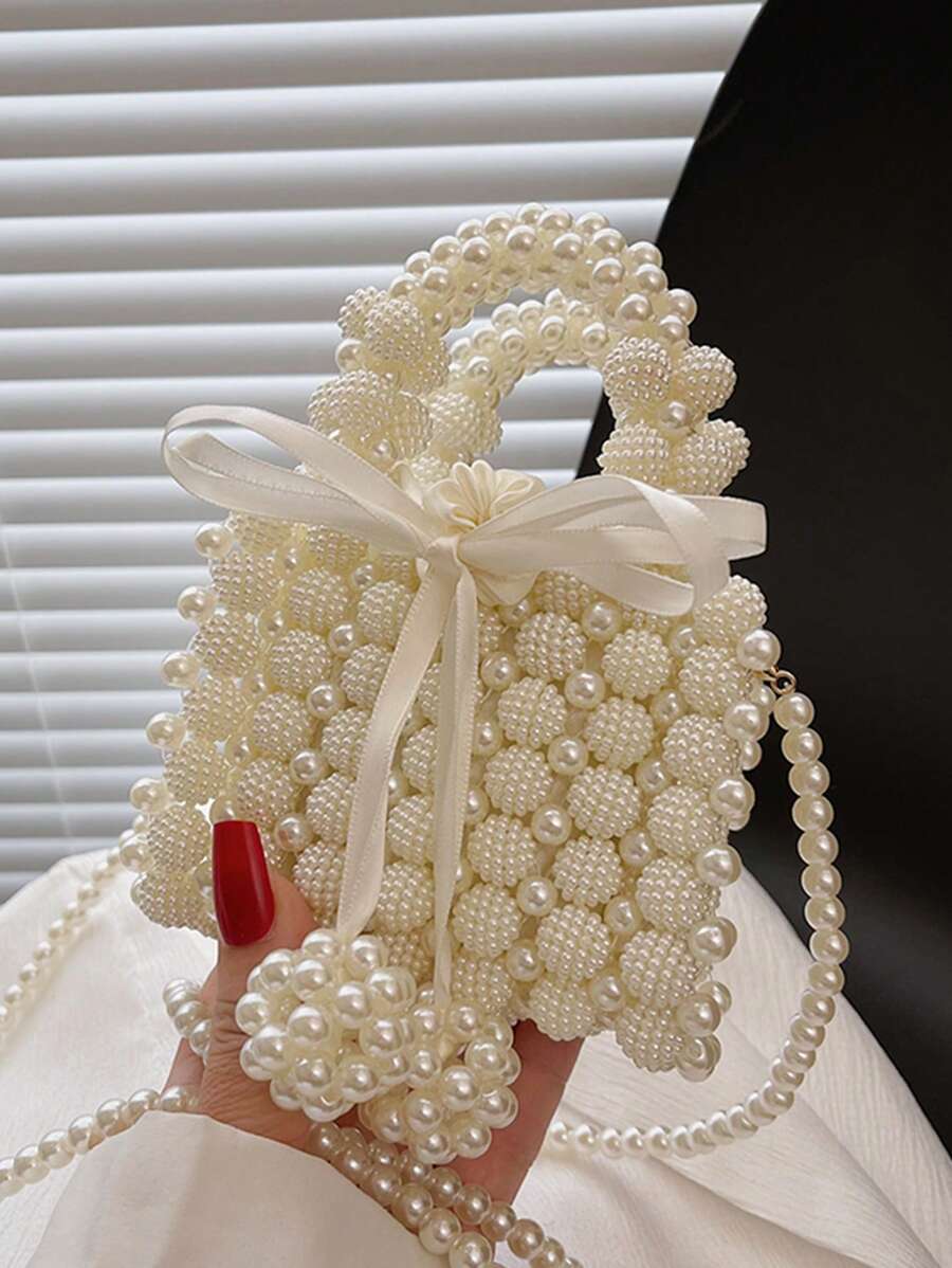 Túi đựng ngọc trai đính cườm Argyle hợp thời trang không thấm nước & kim cương giả, túi vuông nhỏ đính ngọc trai chuỗi trang trí PVC, túi trong suốt cho bữa tiệc, đám cưới, vũ hội và bữa tối, son môi, túi ngọc trai dành cho nữ, hoàn hảo cho lễ hội âm nhạc