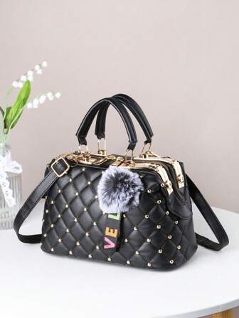 Dubbade dekor fyrkantig väska Punk Justerbar rem PU