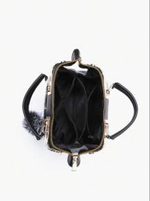 Bolsa cuadrada con diseño de tachuela punk correa ajustable PU - Negro - Ver 3