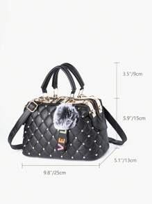 Bolsa cuadrada con diseño de tachuela punk correa ajustable PU - Negro - Ver 5