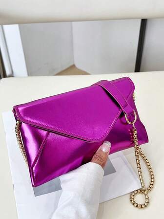 Luxury Dinner Bag, Evening Bag Glamorous, Elegant, Exquisite, Quiet Luxury PU Envelope Bag Flap Chain Square Bag, Metal Chain For Lady, Woman, For Party Girl, Bride Perfect for Party, Wedding, Prom, Dinner/Banquet, Dinner/Banquet, Best Gift For Women Mom Teacher Friend Bridesmaid