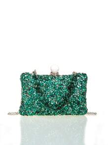 Túi hộp mini đính đá & đá Rhinestone trang trí quyến rũ, quà tặng Ngày của Mẹ cho Mẹ - Màu xanh lá cây đậm - Xem 1