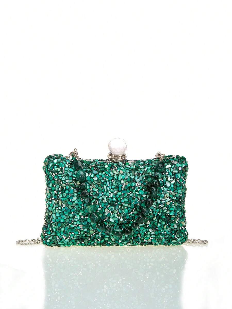 Túi hộp mini đính đá & đá Rhinestone trang trí quyến rũ, quà tặng Ngày của Mẹ cho Mẹ - Màu xanh lá cây đậm - Xem 1