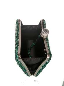 Túi hộp mini đính đá & đá Rhinestone trang trí quyến rũ, quà tặng Ngày của Mẹ cho Mẹ - Màu xanh lá cây đậm - Xem 3