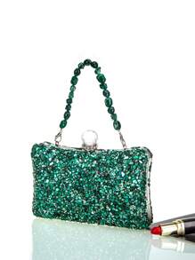 Túi hộp mini đính đá & đá Rhinestone trang trí quyến rũ, quà tặng Ngày của Mẹ cho Mẹ - Màu xanh lá cây đậm - Xem 7