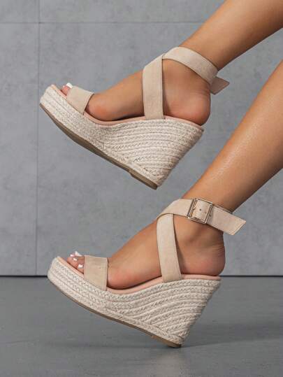 2025 Summer Thick Sole Wedge Heel Rope Casual Sandals