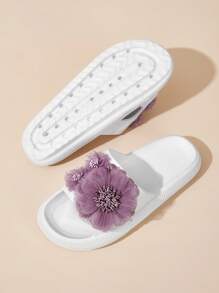 學院拖鞋貼花裝飾單帶拖鞋 - 白色 - 查看 3