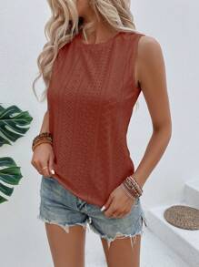 SHEIN LUNE Áo khoác và áo lót dành cho xe tăng nữ Tranh thêu màu trơn Giải trí - Gỗ đỏ - Xem 3