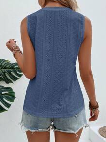 SHEIN LUNE Eyelet Embroidery Solid Tank Top