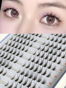 Manga Lashes, 1box Faux Mink Individual Eyelashes - Black - View 1