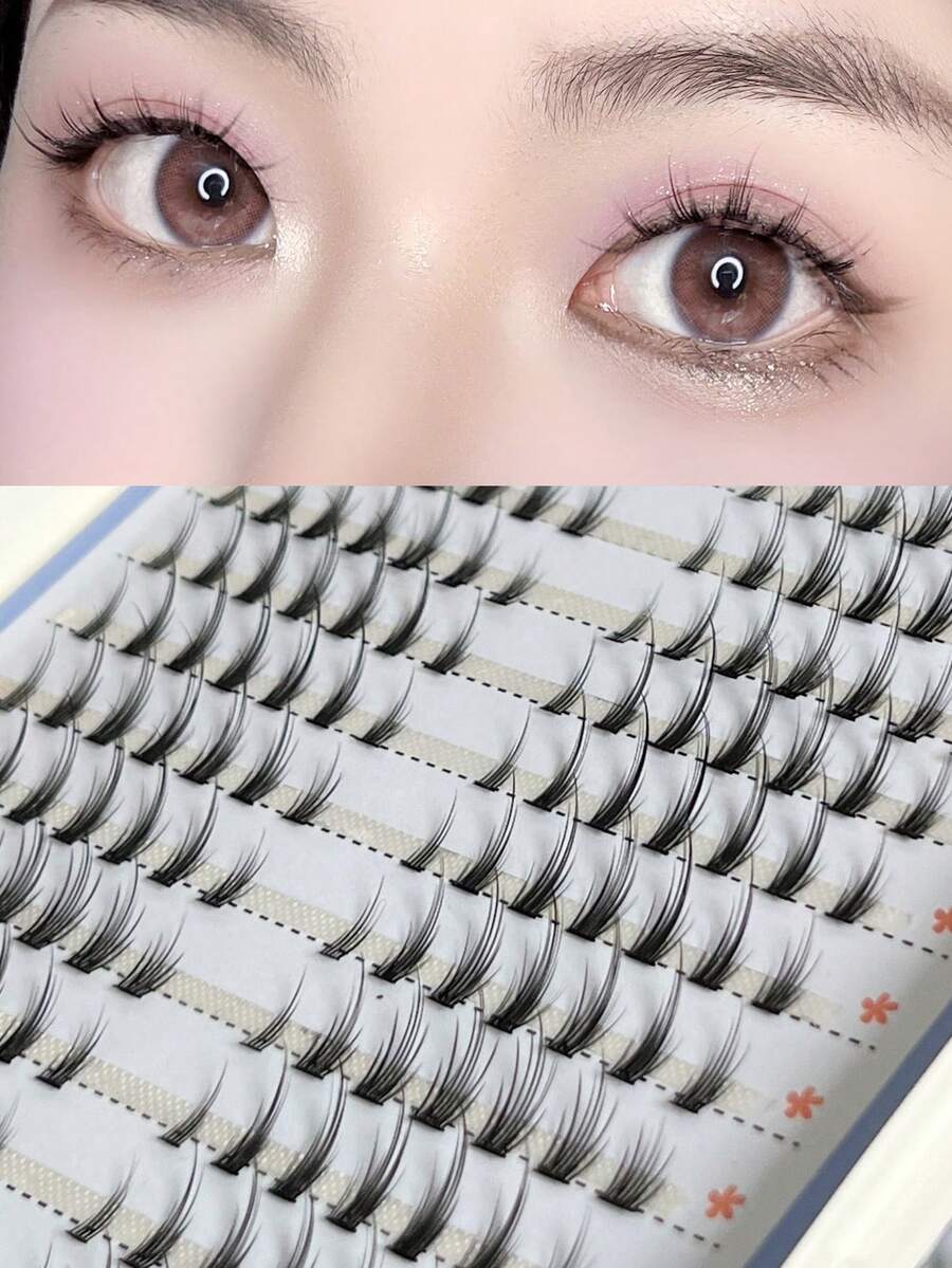 Manga Lashes, 1box Faux Mink Individual Eyelashes - Black - View 1