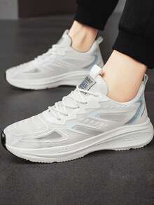 運動跑步鞋適用於女士字母圖案前綁帶運動鞋