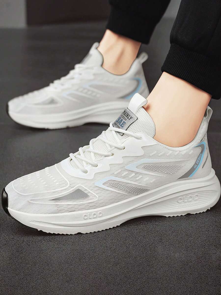 運動跑步鞋適用於女士字母圖案前綁帶運動鞋