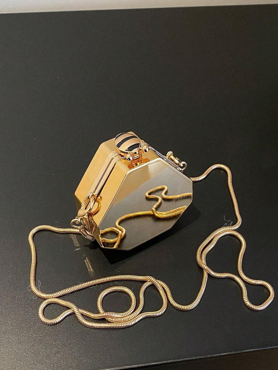 迷你盒型包金色鏈條 - 金色 - 查看 1