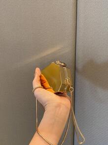 迷你盒型包金色鏈條 - 金色 - 查看 6