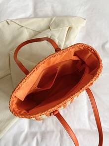 Túi Rơm Hai Tông Màu Khóa Kéo Tay Cầm Kỳ Nghỉ - Nhiều màu - Xem 3