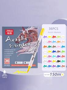 24/36 Colors Dual-Tip Acrylic Markers Soft Tip Children's Doodle Drawing Pens Student Art Waterproof Acrylic Paint Pens, Suitable For Hand Drawing, Doodling, DIY And More - Multicolor - View 1