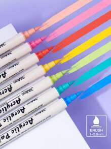24/36 Colors Dual-Tip Acrylic Markers Soft Tip Children's Doodle Drawing Pens Student Art Waterproof Acrylic Paint Pens, Suitable For Hand Drawing, Doodling, DIY And More - Multicolor - View 4