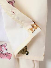 Young Boys Cartoon Tiger Print Shirt & Shorts Without Tee - Beige - View 5