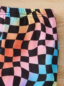 SHEIN Niñas con estampado de cuadros Top de tirantes & Shorts biker - Multicolor - Ver 3