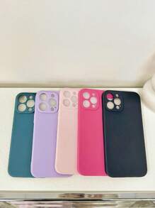 Bộ 5 ốp lưng điện thoại trơn màu hồng neon của Apple, tương thích với iPhone 15/15Pro/15Plus/15Promax, phiên bản quốc tế, không phải phiên bản nội địa. - Nhiều màu - Xem 4