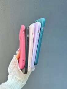 Bộ 5 ốp lưng điện thoại trơn màu hồng neon của Apple, tương thích với iPhone 15/15Pro/15Plus/15Promax, phiên bản quốc tế, không phải phiên bản nội địa. - Nhiều màu - Xem 5