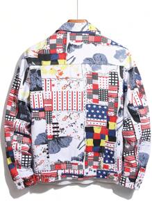 Manfinity EMRG Nam Áo khoác denim Bông In chắp vá Túi có nắp Without Tee - Nhiều màu - Xem 2