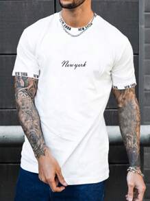 Manfinity Homme Áo thun & Áo lót Nam Lá thư Giải trí - trắng - Xem 1