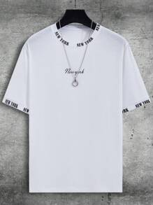 Manfinity Homme Áo thun & Áo lót Nam Lá thư Giải trí - trắng - Xem 2