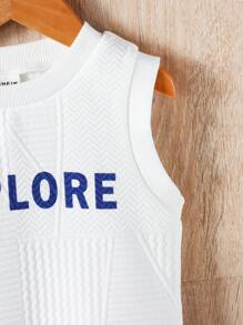 Đứa bé trai Đồ họa Chữ cái Áo ba lỗ & Quần short - trắng - Xem 4